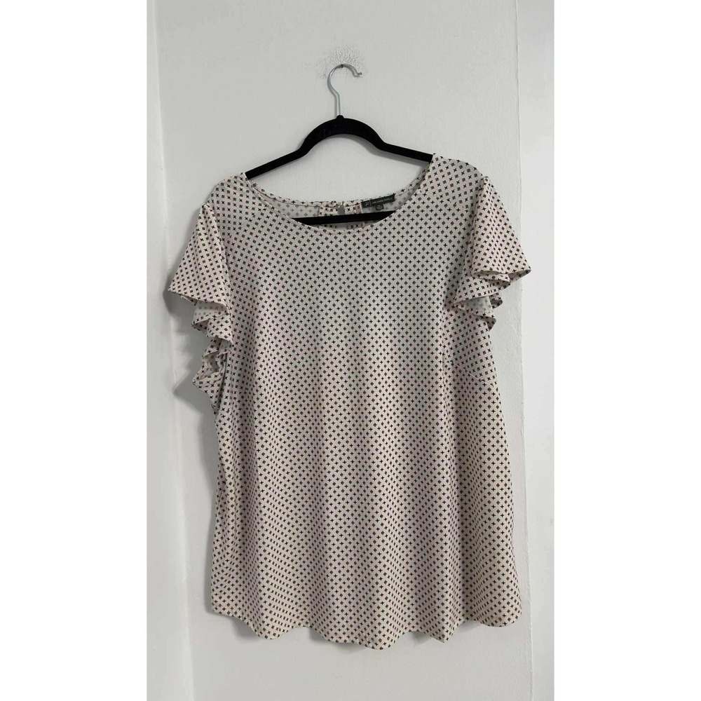 Adrianna Papell Work‎ Casual Flutter Sleeve Print Blouse Womens 2X